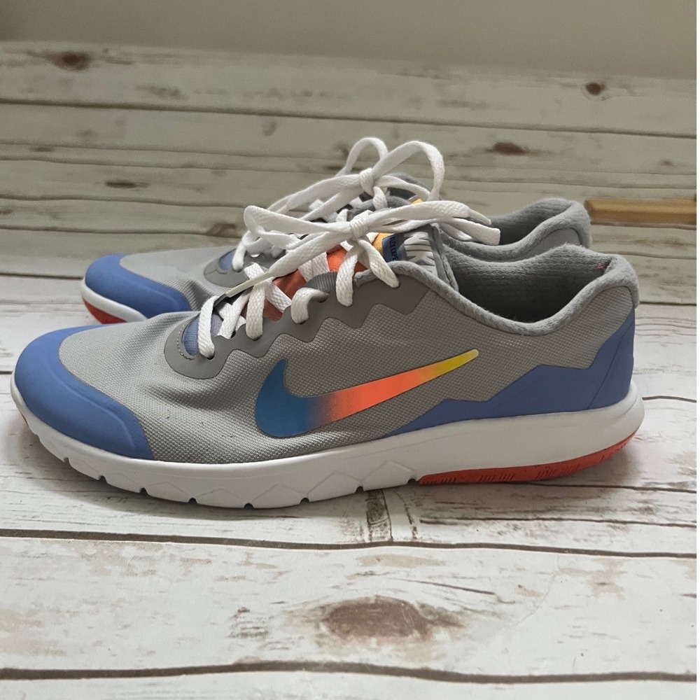 Nike Flex Experience 4 Wolf Grey Blue Orange‎ Running Shoes 749822-048 6.5Y/W8